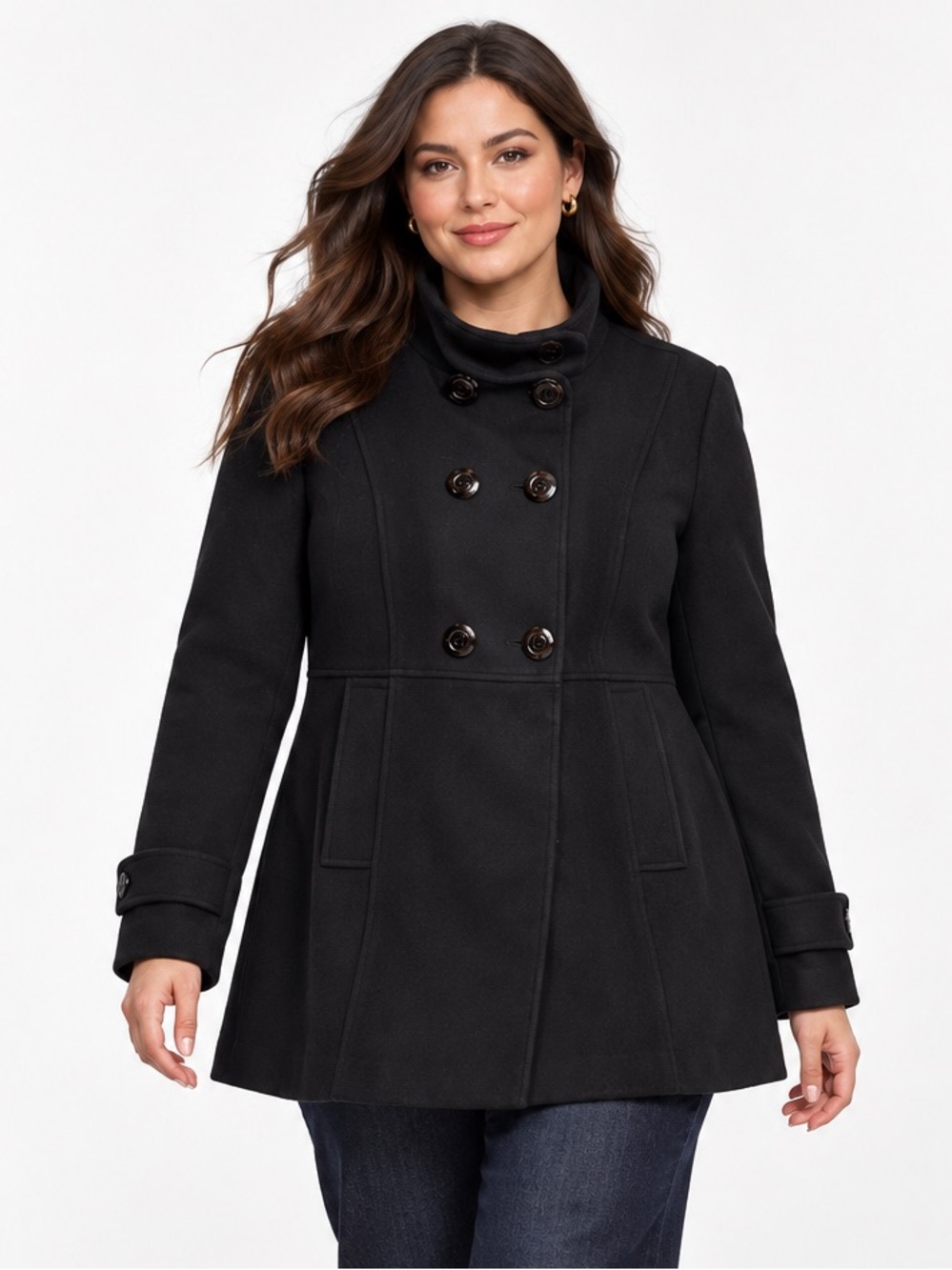 🇨🇦 Le Château Black Wool Cashmere Fit & Flare Peacoat XL